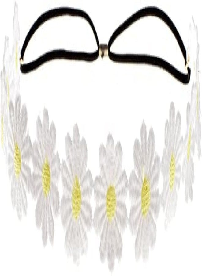 Bwexxt White Daisy Flower Headband Sunflower Hippies Crown Hair Wreath Bohemian Floral Headpiece for Spring Tourism Wedding Festivals Party and Celebration Women's Fashion Headbands Hair Accessories - Image 1